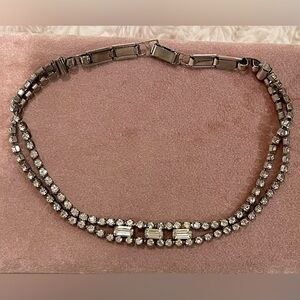 Vintage Kramer of New York Clear Crystal Rhinestone Baguette Choker Necklace